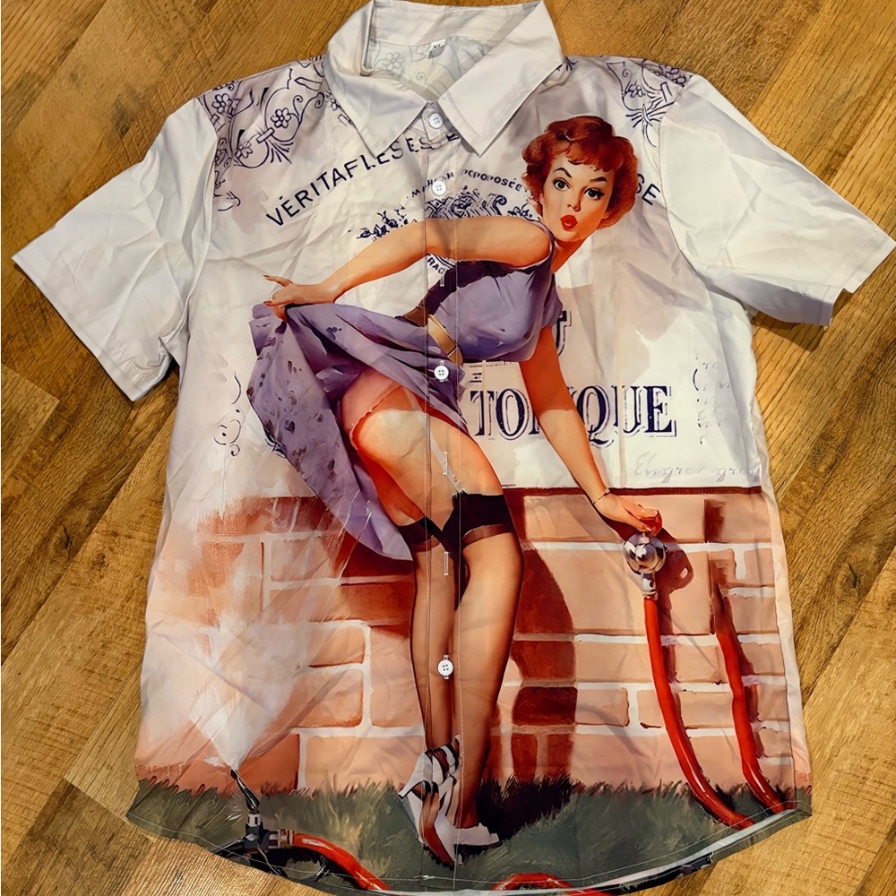 Retro Graphic Print Men's Shirt